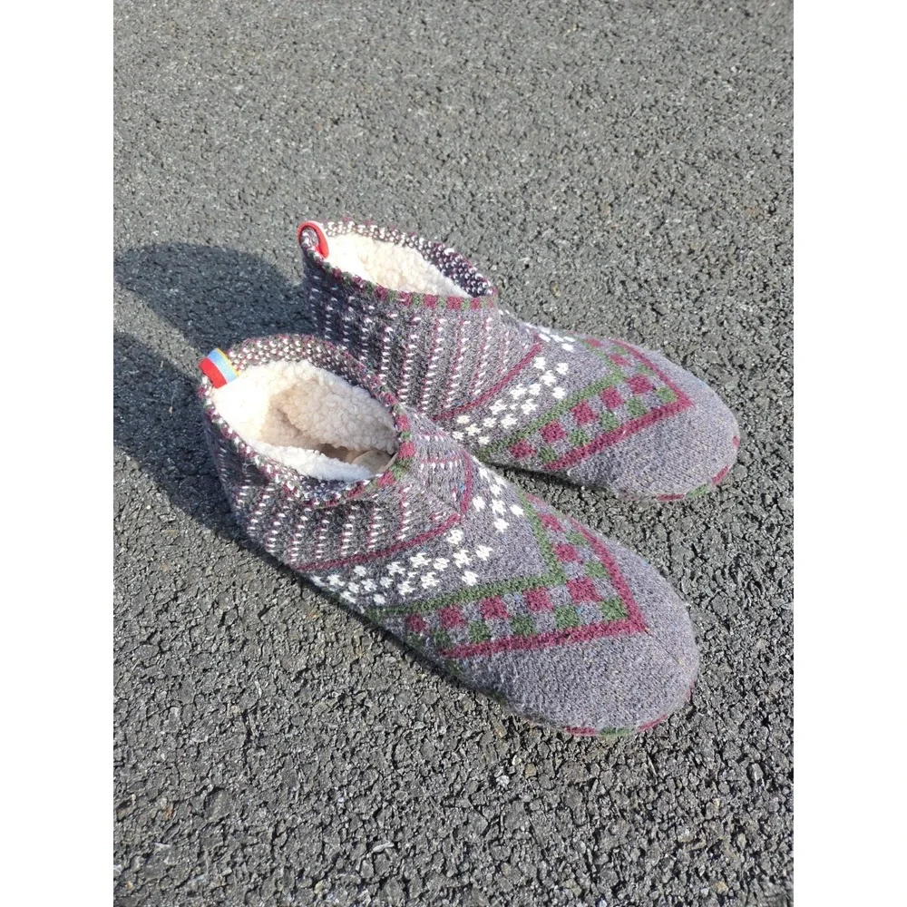 Bombas Gripper Slipper Mens Large Fair‎ Isle Booties